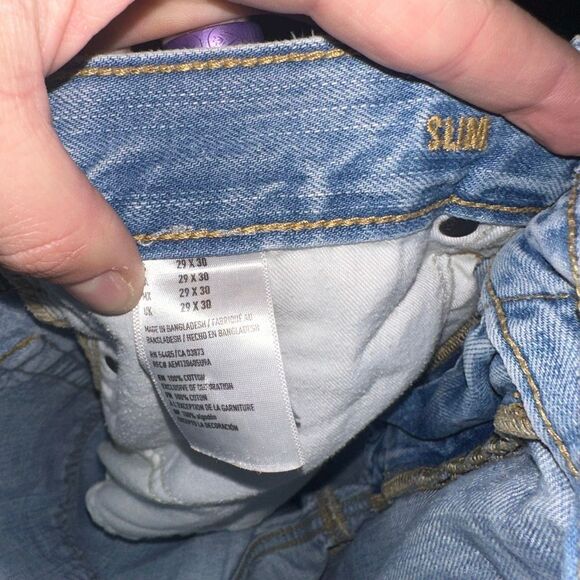 American Eagle distressed destroyed slim normcore 29x30 jeans - Picture 2 of 3